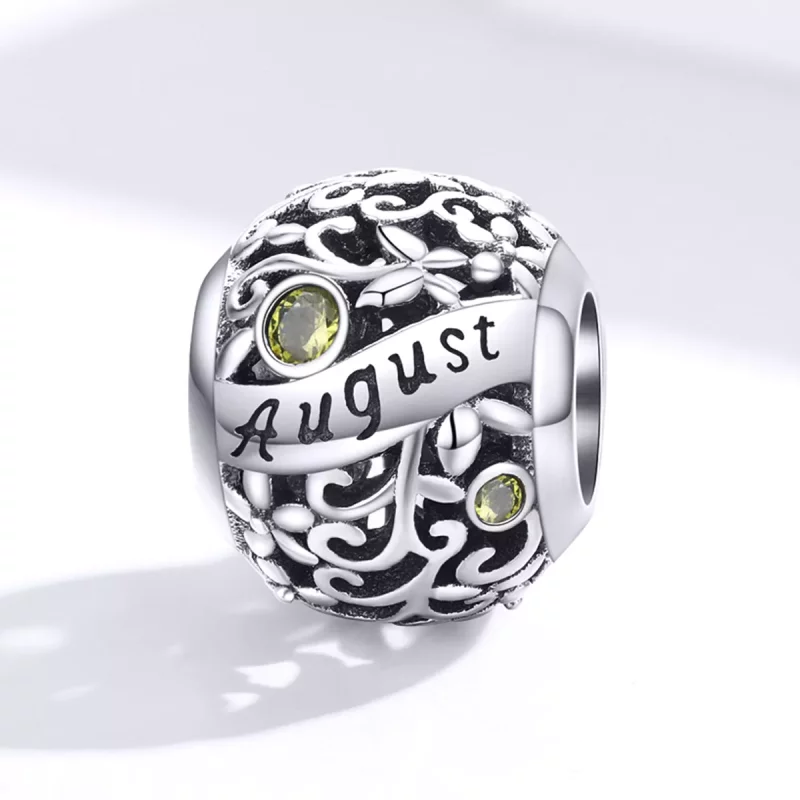 (imagen para) Encanto de piedra de nacimiento de peridoto de estilo Pandora en plata - SCC1385 - Ver 4