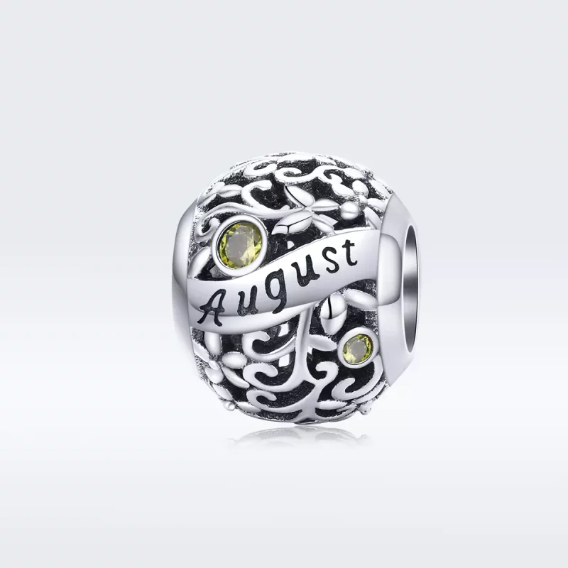 (imagen para) Encanto de piedra de nacimiento de peridoto de estilo Pandora en plata - SCC1385 - Ver 5