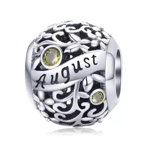 (imagen para) Encanto de piedra de nacimiento de peridoto de estilo Pandora en plata - SCC1385-8