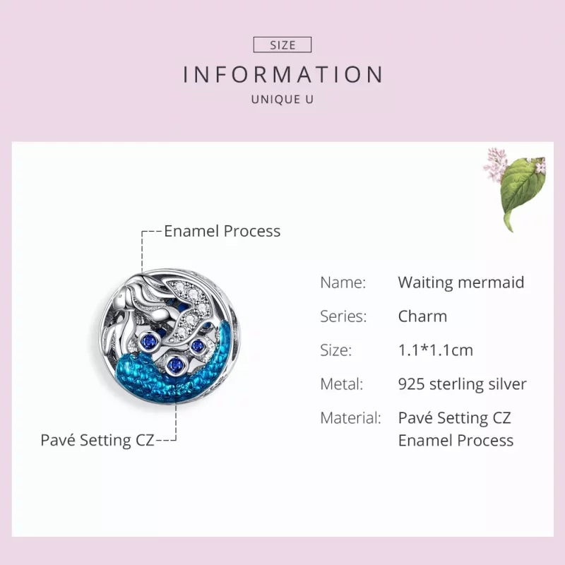(imagen para) Encanto de Plata al estilo de Pandora Esperando a la Sirena - SCC1209 - Ver 3