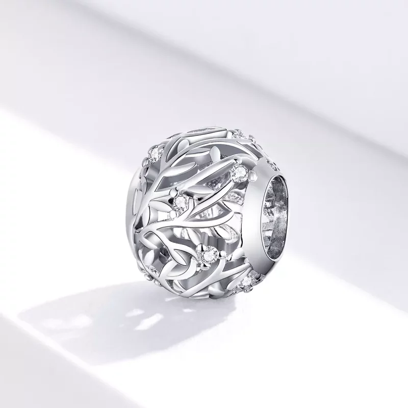 (imagen para) Encanto de plata estilo Pandora con diseño de vid - BSC256 - Ver 2