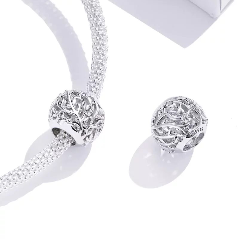 (imagen para) Encanto de plata estilo Pandora con diseño de vid - BSC256 - Ver 4