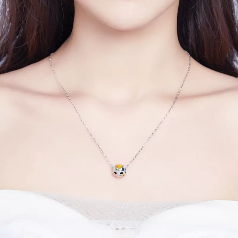 (imagen para) Encanto de plata estilo Pandora con gatito feliz - SCC1142 - Ver 3