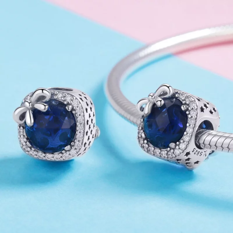 (imagen para) Encanto de Zafiro de Plata al Estilo Pandora - SCC1058 - Ver 4