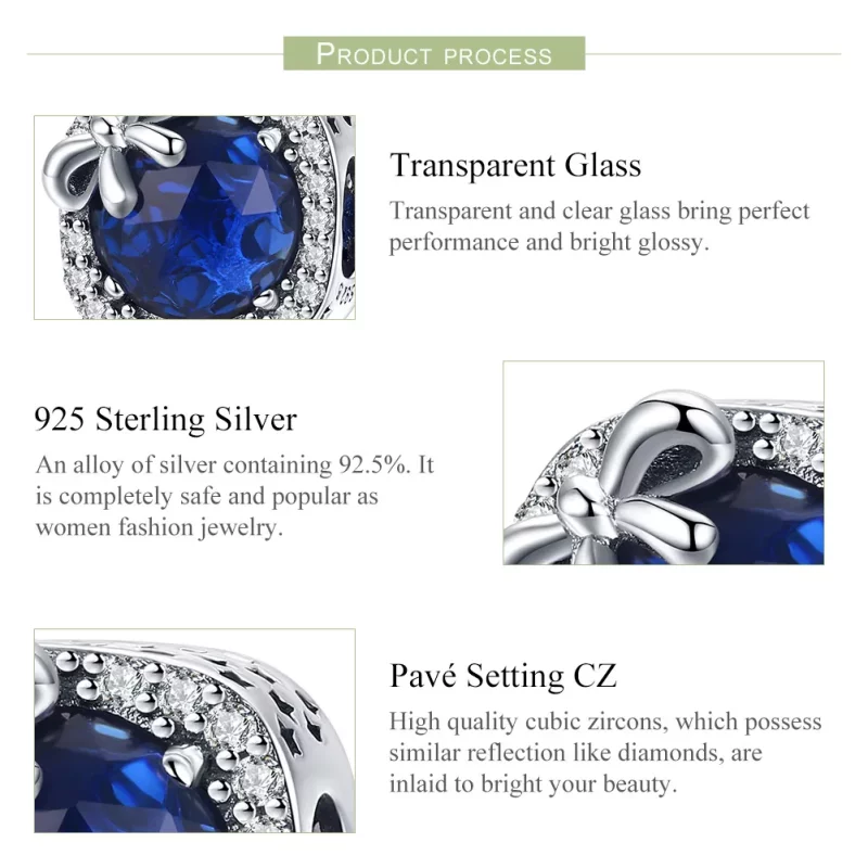(imagen para) Encanto de Zafiro de Plata al Estilo Pandora - SCC1058 - Ver 6