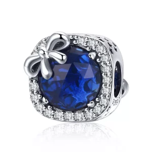 (imagen para) Encanto de Zafiro de Plata al Estilo Pandora - SCC1058