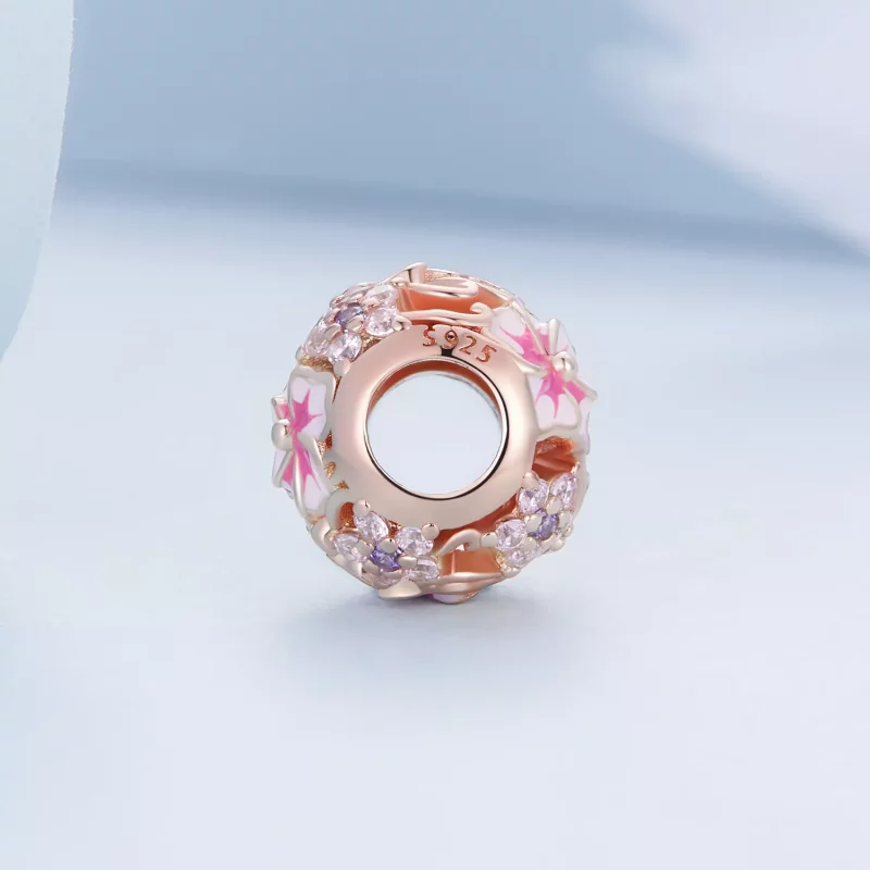 (imagen para) Encanto estilo Pandora de flores de cerezo rosa - BSC643 - Ver 3