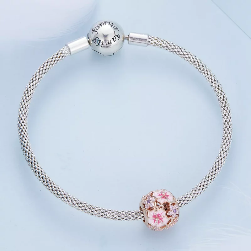 (imagen para) Encanto estilo Pandora de flores de cerezo rosa - BSC643 - Ver 4