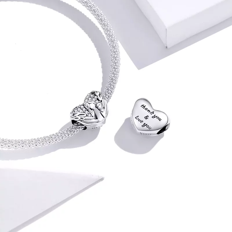 (imagen para) Encanto estilo Pandora de plata "Gracias y Te quiero" - SCC1462 - Ver 3