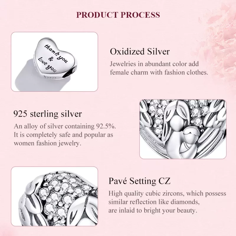 (imagen para) Encanto estilo Pandora de plata "Gracias y Te quiero" - SCC1462 - Ver 7