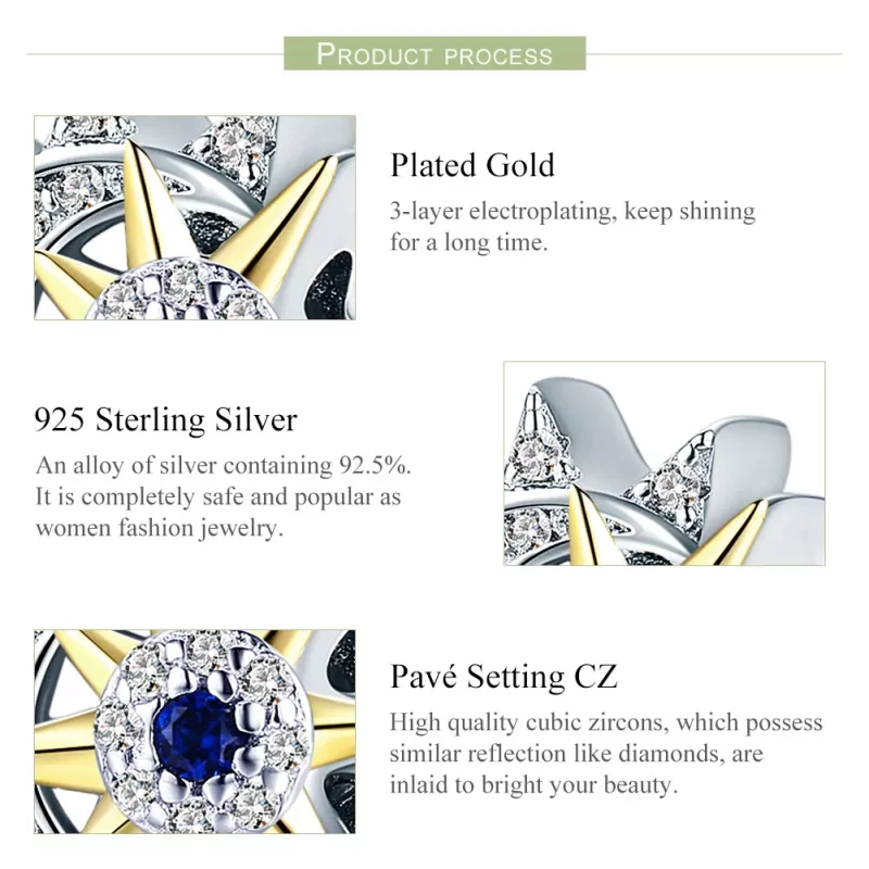 (imagen para) Encanto estilo Pandora plateado y dorado "El sol se encuentra con la luna" - SCC - Ver 5