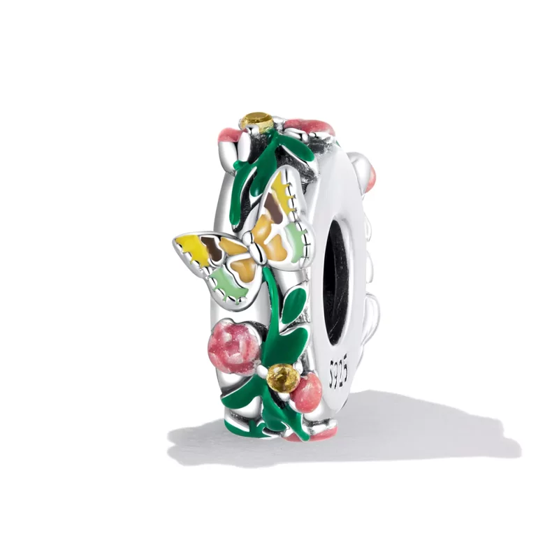 (imagen para) Encanto separador de estilo Pandora con mariposa y flor - SCC2251 - Ver 2