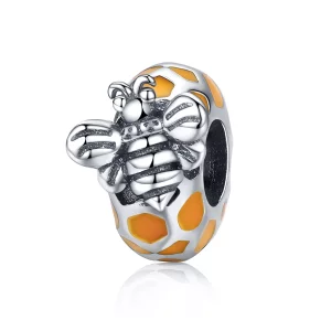 (imagen para) Espaciador de abeja y colmena de plata estilo Pandora - SCC1102