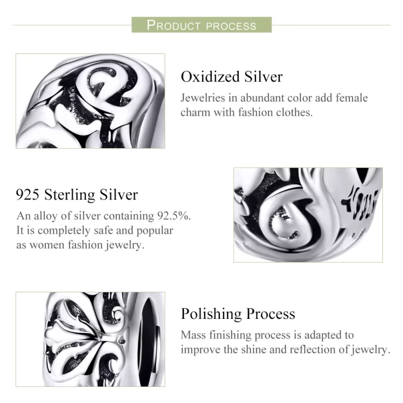 (imagen para) Espaciador de Flor Vintage en Plata Estilo Pandora - SCC1139 - Ver 5