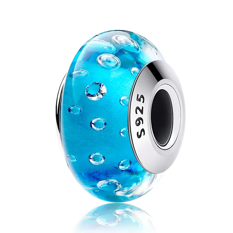 (imagen para) Estilo Pandora Azul de moda con abalorio de cristal de Murano roscado - SCZ029 - Ver 2