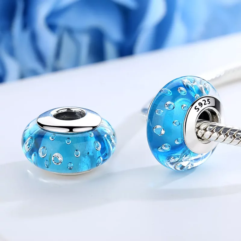 (imagen para) Estilo Pandora Azul de moda con abalorio de cristal de Murano roscado - SCZ029 - Ver 3