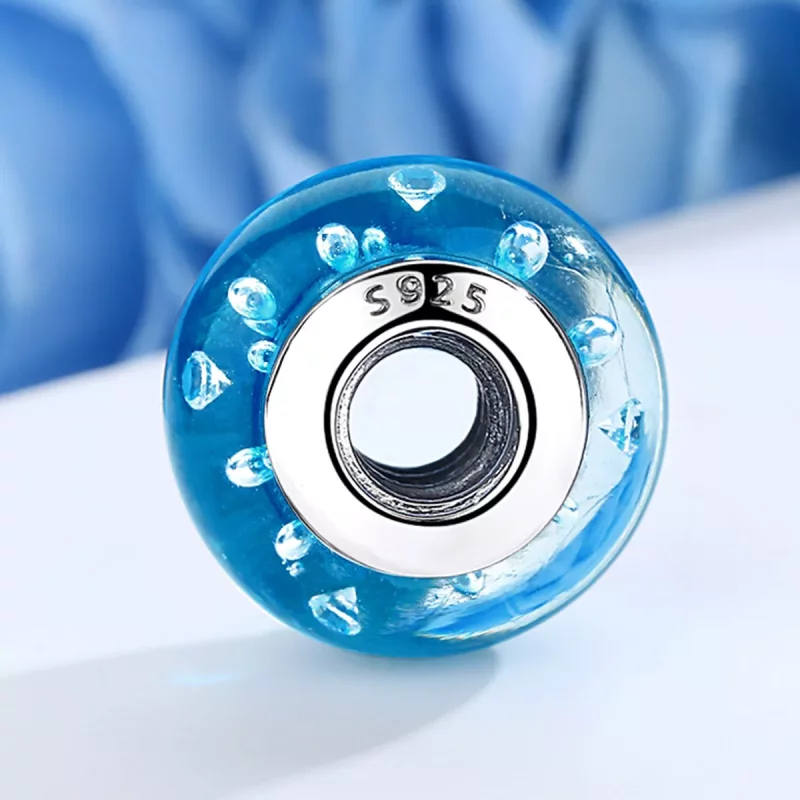 (imagen para) Estilo Pandora Azul de moda con abalorio de cristal de Murano roscado - SCZ029 - Ver 4