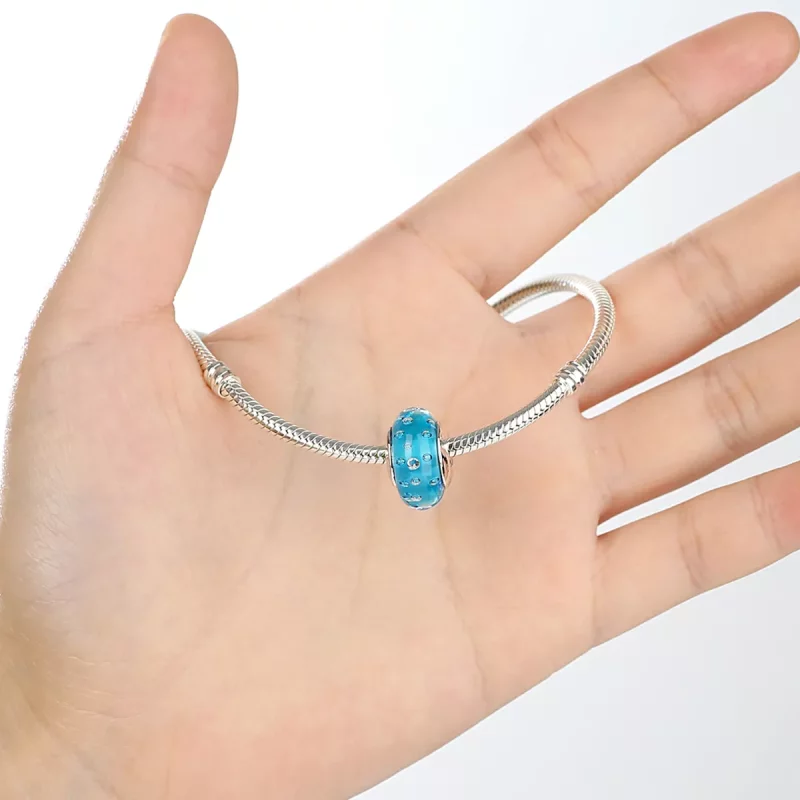 (imagen para) Estilo Pandora Azul de moda con abalorio de cristal de Murano roscado - SCZ029 - Ver 5