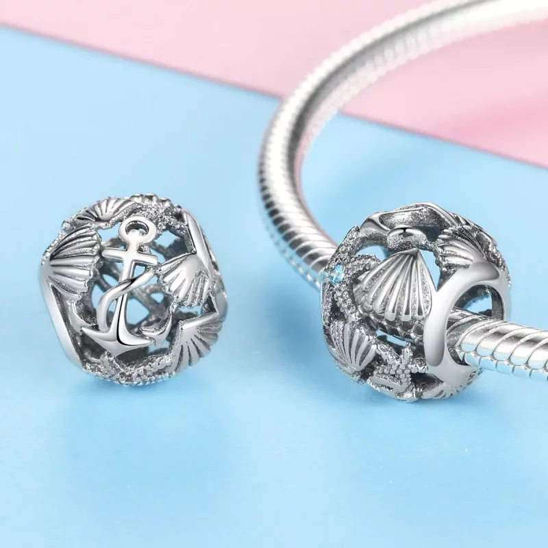 (imagen para) Estilo Pandora Charm de Playa de Plata - SCC995 - Ver 3