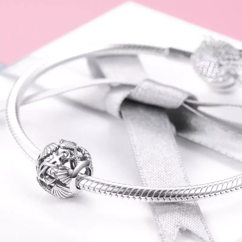 (imagen para) Estilo Pandora Charm de Playa de Plata - SCC995 - Ver 4