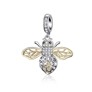 (imagen para) Estilo Pandora - Colgante abeja en movimiento de plata y baño de oro - SCC1125