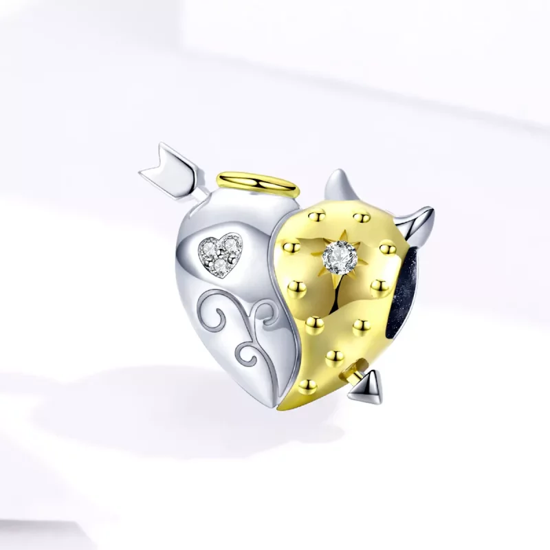 (imagen para) Estilo Pandora Encanto de Ángel y Diablo de Dos Tonos - BSC107 - Ver 2