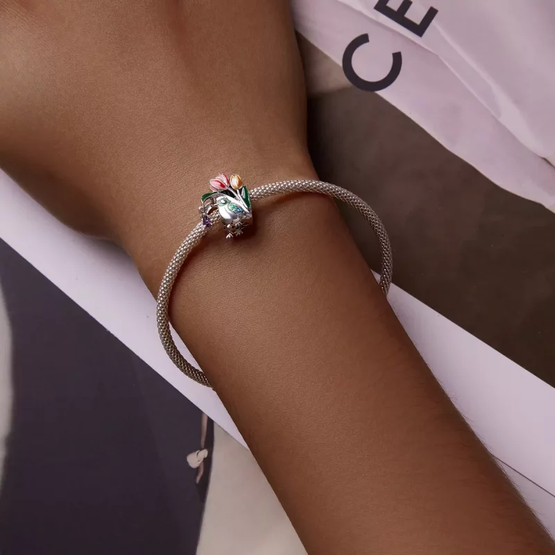 (imagen para) Estilo Pandora Flores y Pájaros - Amuleto de Lluvia - SCC2193 - Ver 5