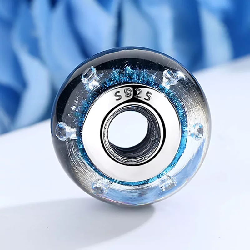 (imagen para) Estilo Pandora Medianoche Burbujeante con Colgante de Vidrio de Murano enroscado - Ver 3