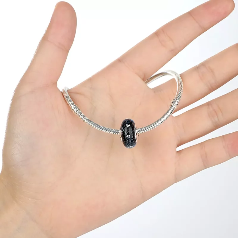 (imagen para) Estilo Pandora Medianoche Burbujeante con Colgante de Vidrio de Murano enroscado - Ver 5