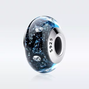 (imagen para) Estilo Pandora Medianoche Burbujeante con Colgante de Vidrio de Murano enroscado - SCZ028