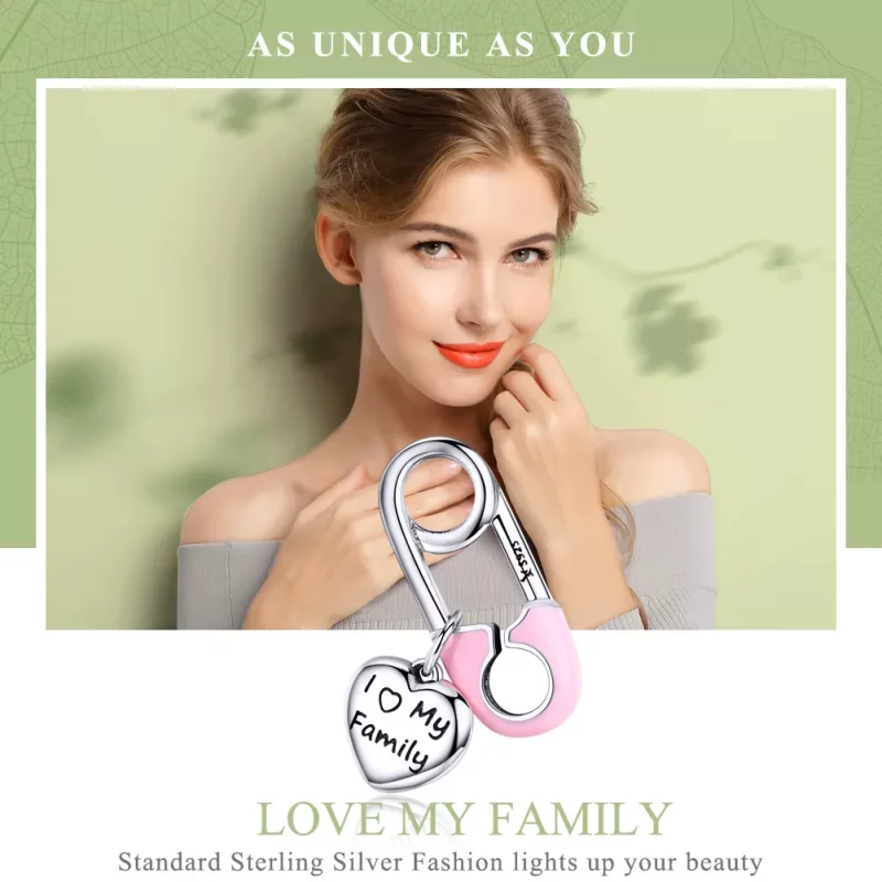(imagen para) Estilo Pandora Plata Amo a mi Familia Colgante - SCC1145 - Ver 2