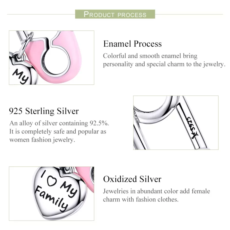 (imagen para) Estilo Pandora Plata Amo a mi Familia Colgante - SCC1145 - Ver 4