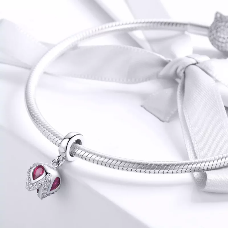 (imagen para) Estilo Pandora Plata Cuenta de Tulipán Colgante - SCC1027 - Ver 3