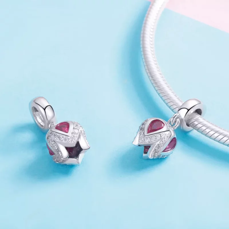 (imagen para) Estilo Pandora Plata Cuenta de Tulipán Colgante - SCC1027 - Ver 4