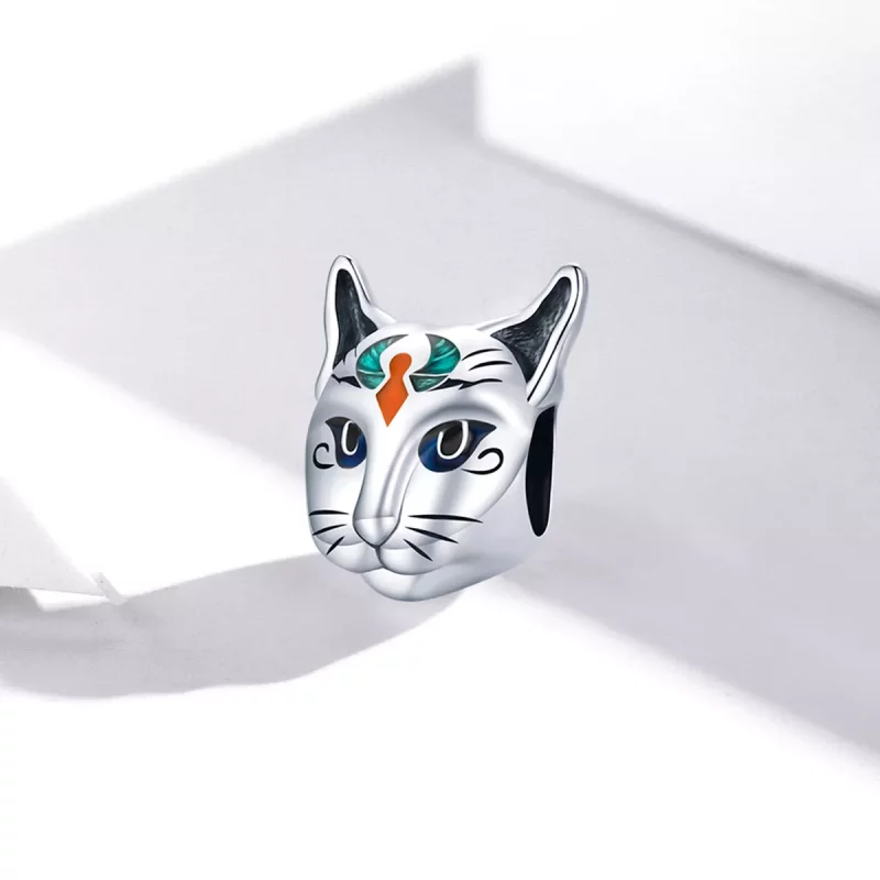 (imagen para) Estilo Pandora Plata Egipto - Amuleto de la Diosa Bastet - SCC1859 - Ver 2