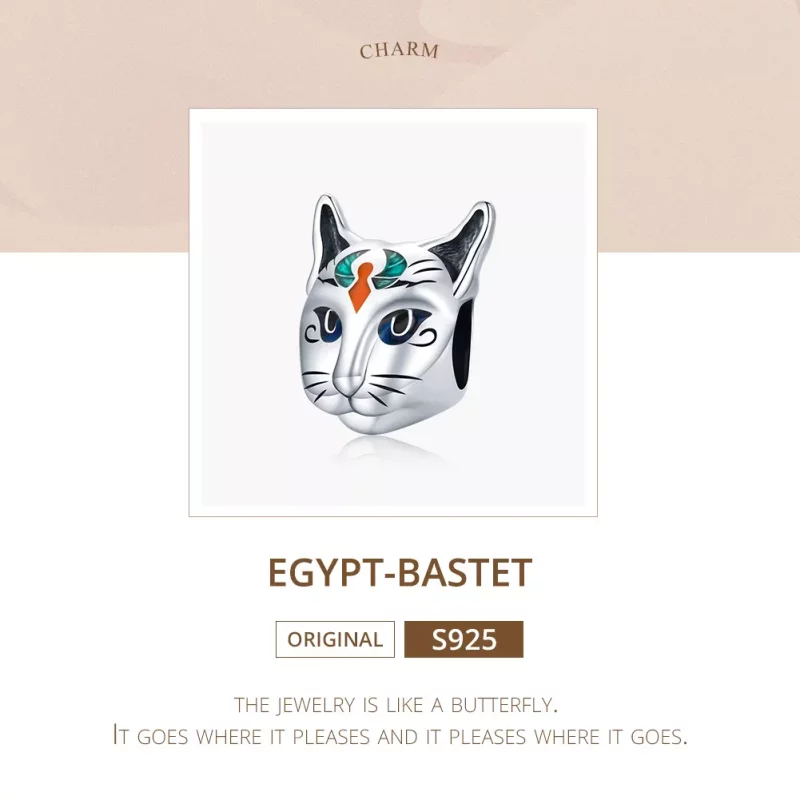 (imagen para) Estilo Pandora Plata Egipto - Amuleto de la Diosa Bastet - SCC1859 - Ver 6