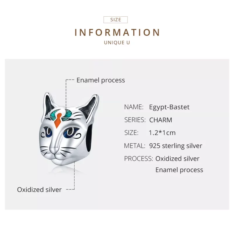 (imagen para) Estilo Pandora Plata Egipto - Amuleto de la Diosa Bastet - SCC1859 - Ver 7