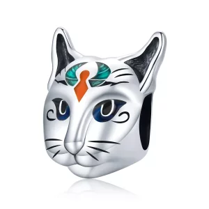 (imagen para) Estilo Pandora Plata Egipto - Amuleto de la Diosa Bastet - SCC1859