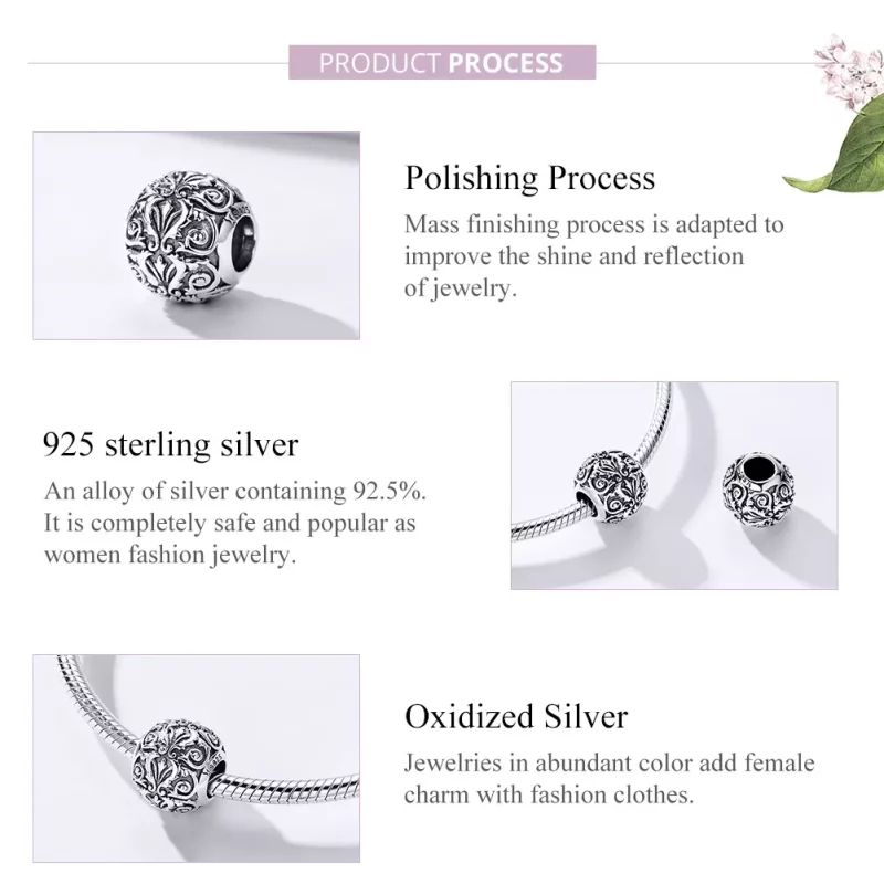 (imagen para) Estilo Pandora Plata Encanto de Estilo Corte Real - SCC1179 - Ver 4