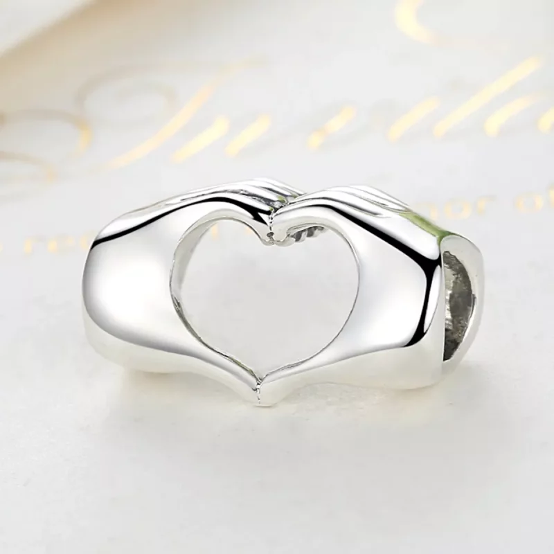 (imagen para) Estilo Pandora Plata Manos con Encanto de Amor - SCC125 - Ver 2