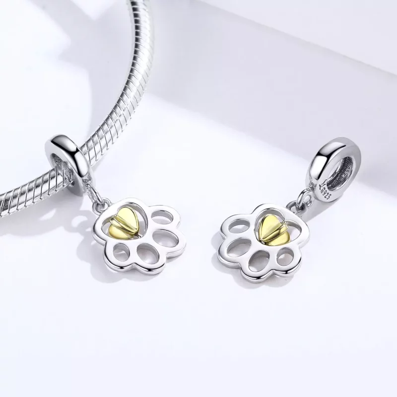 (imagen para) Estilo Pandora Plateado y Chapado en Oro - Colgante de Mascota de la Cura - SCC1 - Ver 4