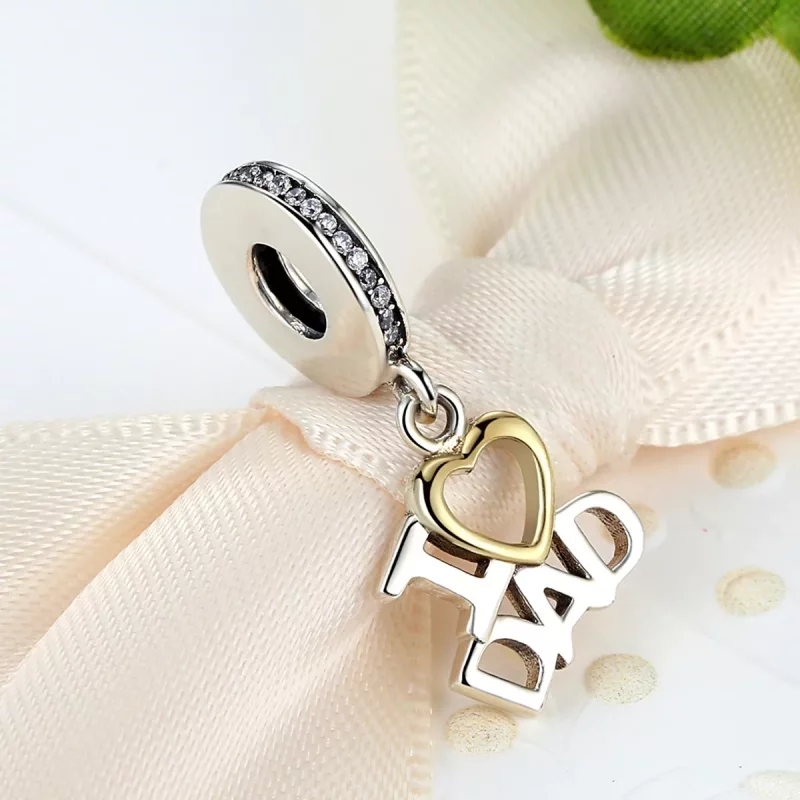 (imagen para) Estilo Pandora Plateado y Chapado en Oro - Colgante "I Love Dad" - SCC052 - Ver 4