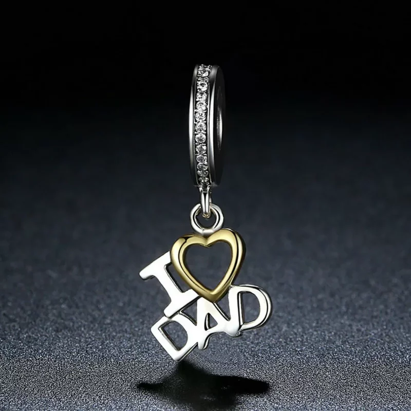 (imagen para) Estilo Pandora Plateado y Chapado en Oro - Colgante "I Love Dad" - SCC052 - Ver 5