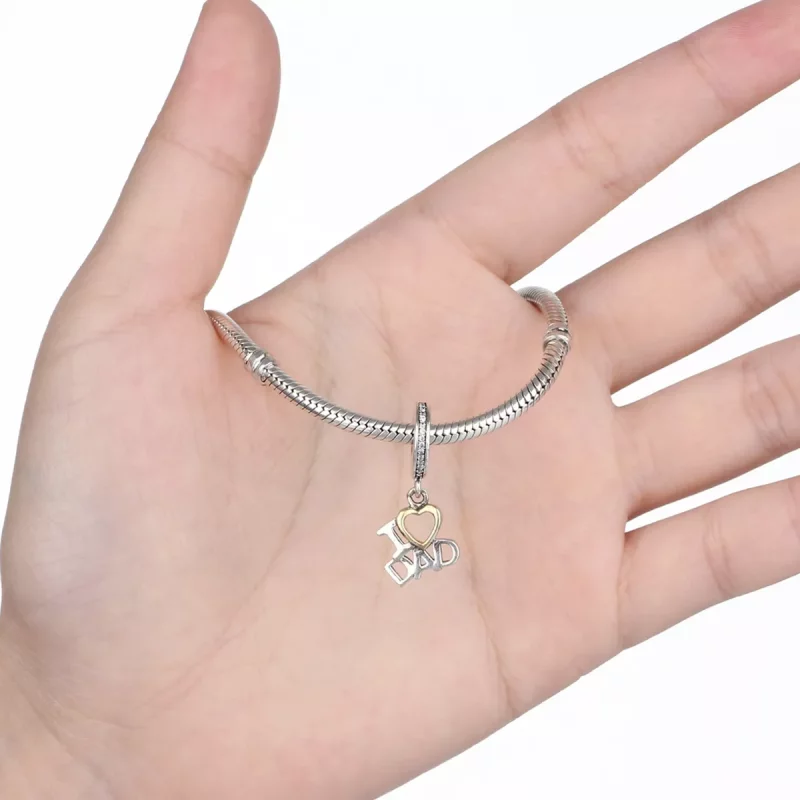 (imagen para) Estilo Pandora Plateado y Chapado en Oro - Colgante "I Love Dad" - SCC052 - Ver 6