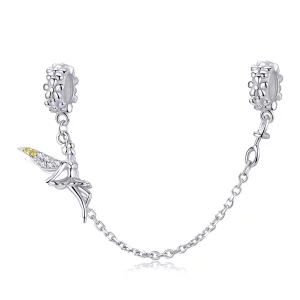 (imagen para) Pandora - Cadena de seguridad estilo flor de elfo de plata - SCC1278