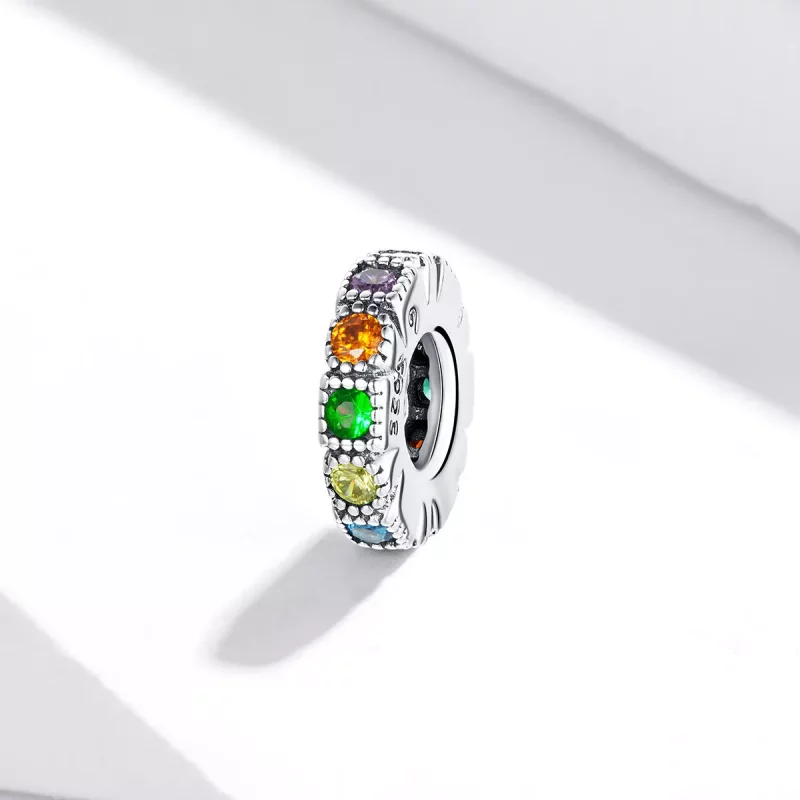 (imagen para) Pandora Estilo Abalorio Separador de Piedra Arcoíris - BSC473 - Ver 2