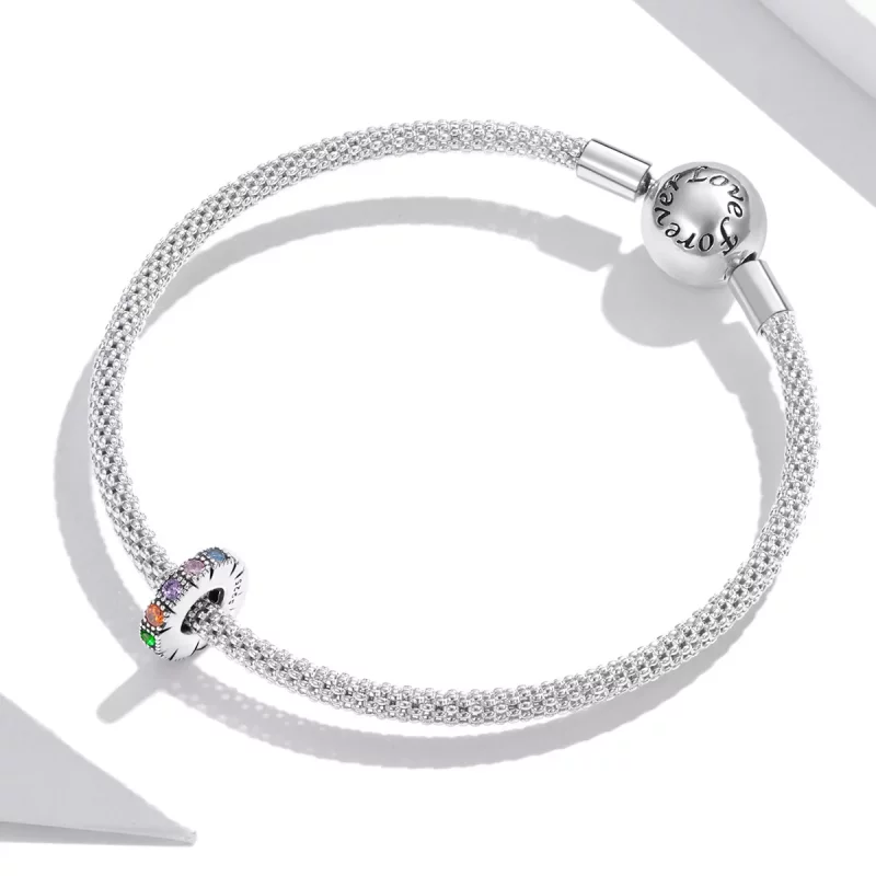(imagen para) Pandora Estilo Abalorio Separador de Piedra Arcoíris - BSC473 - Ver 3