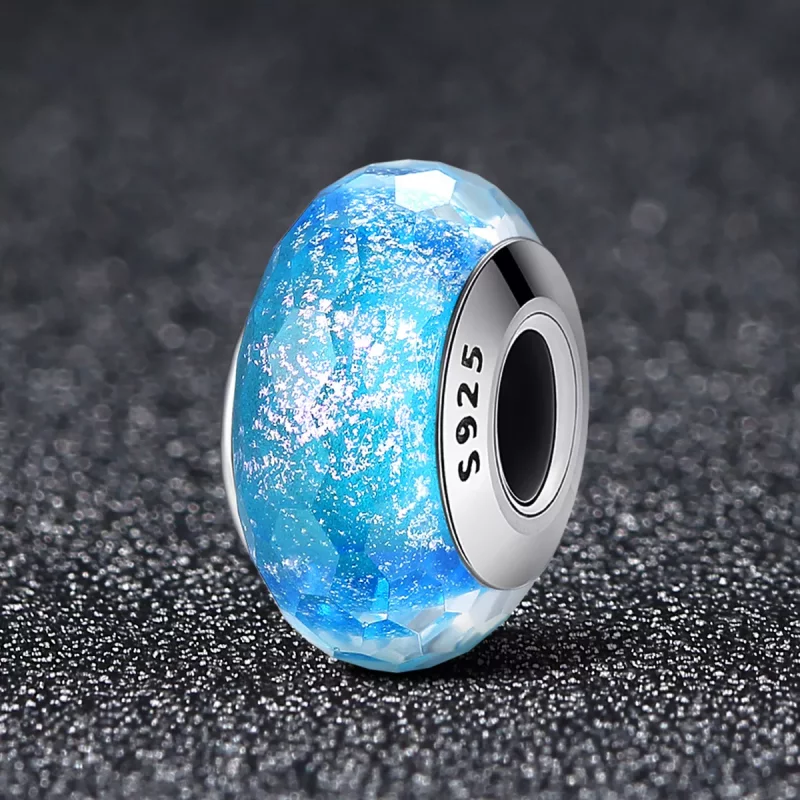 (imagen para) Pandora Estilo Cuenta de Murano de Vidrio Azul - SCZ054 - Ver 2