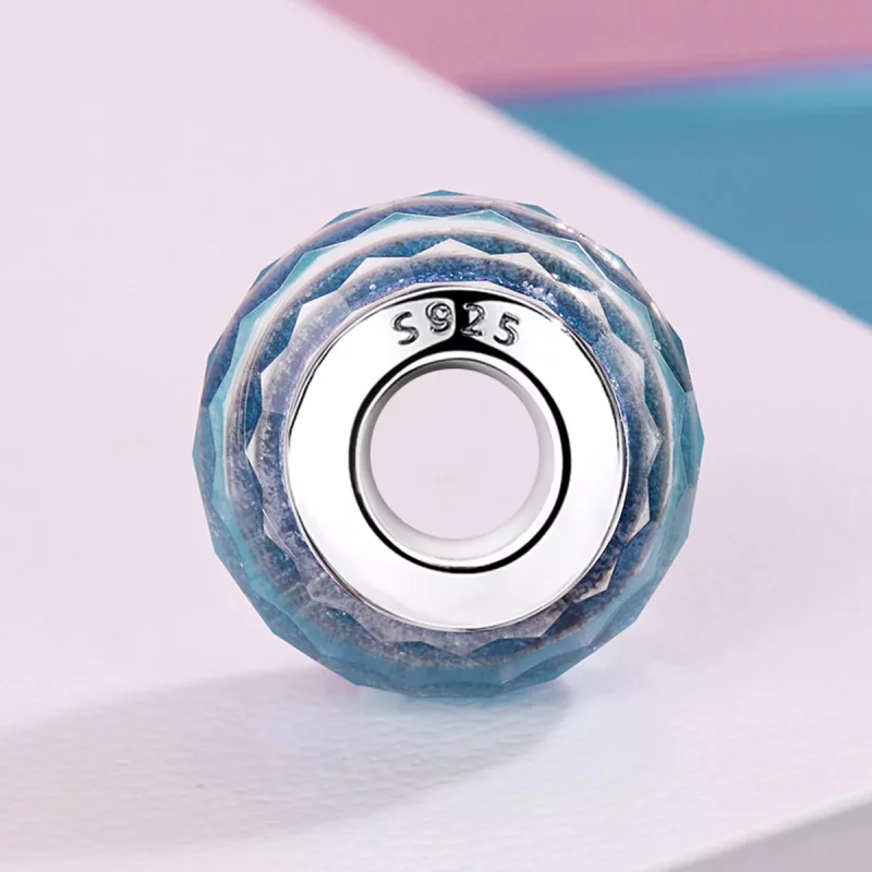 (imagen para) Pandora Estilo Cuenta de Murano de Vidrio Azul - SCZ054 - Ver 3