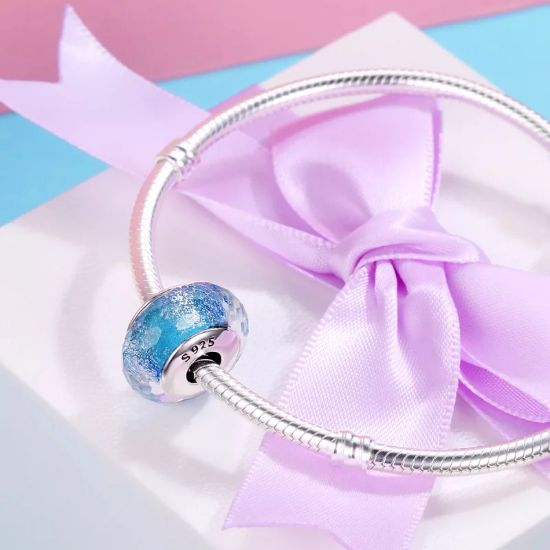 (imagen para) Pandora Estilo Cuenta de Murano de Vidrio Azul - SCZ054 - Ver 4